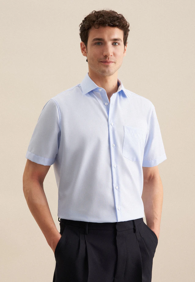 Regular Chemise d'affaires Uni in Bleu Moyen |  Seidensticker Onlineshop