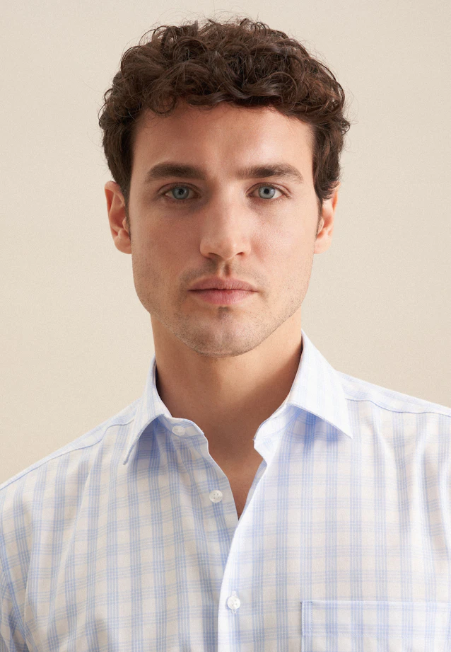 Comfort Chemise d'affaires carreaux in Bleu Clair |  Seidensticker Onlineshop