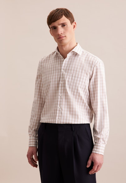 Comfort Chemise d'affaires carreaux in Beige |  Seidensticker Onlineshop