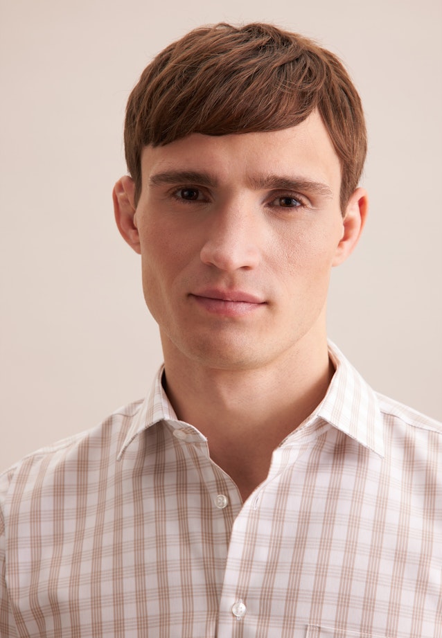 Comfort Business shirt Check in Beige |  Seidensticker Onlineshop