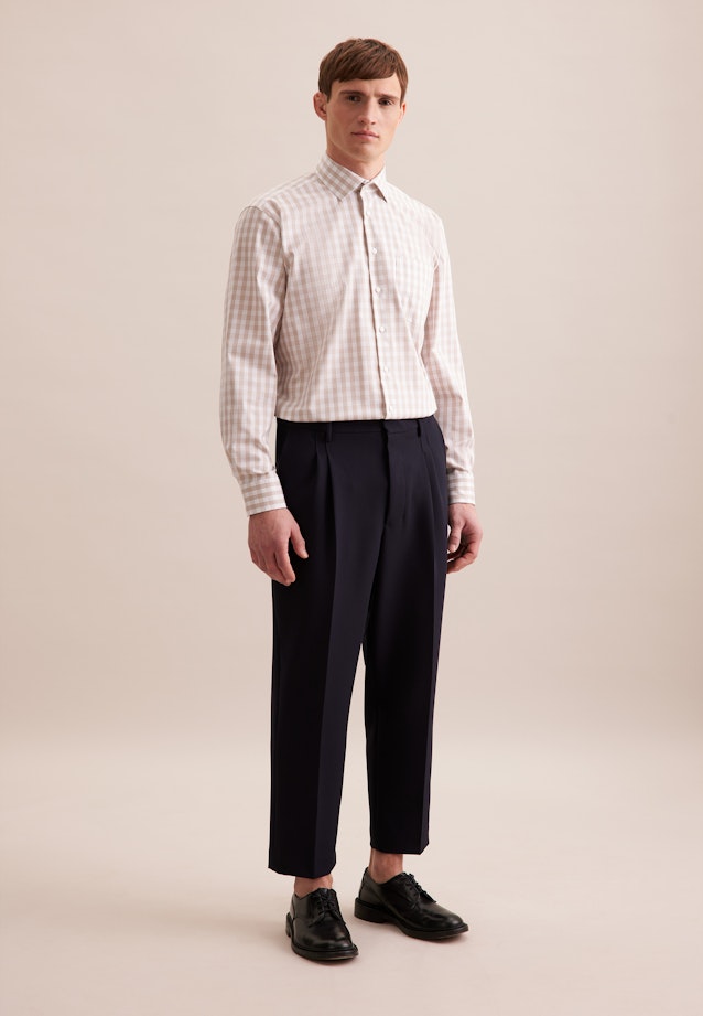 Comfort Business Hemd Karo in Beige |  Seidensticker Onlineshop