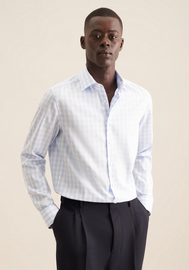 Slim Chemise d'affaires carreaux dans Bleu Clair | Boutique en ligne Seidensticker