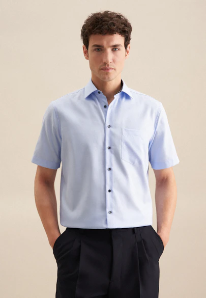 Regular Chemise d'affaires Uni in Bleu Clair |  Seidensticker Onlineshop