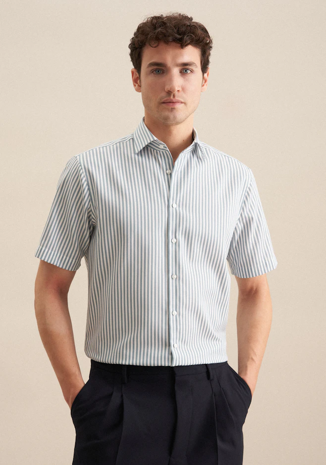 Regular Business Hemd Streifen in Grün | Seidensticker Onlineshop