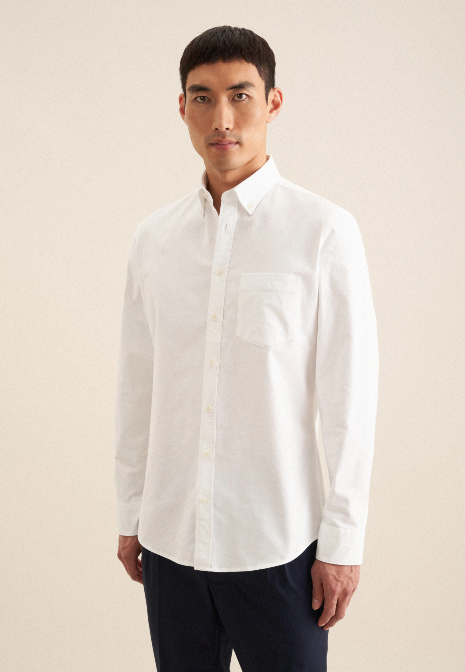 Slim Casual Hemd Uni Weiß