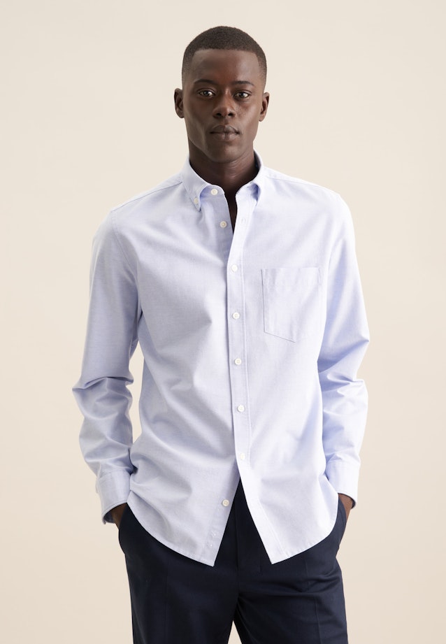 Slim Casual Hemd Uni in Mittelblau |  Seidensticker Onlineshop