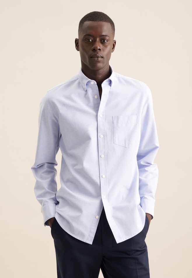Slim Casual Hemd Uni in Mittelblau | Seidensticker Onlineshop