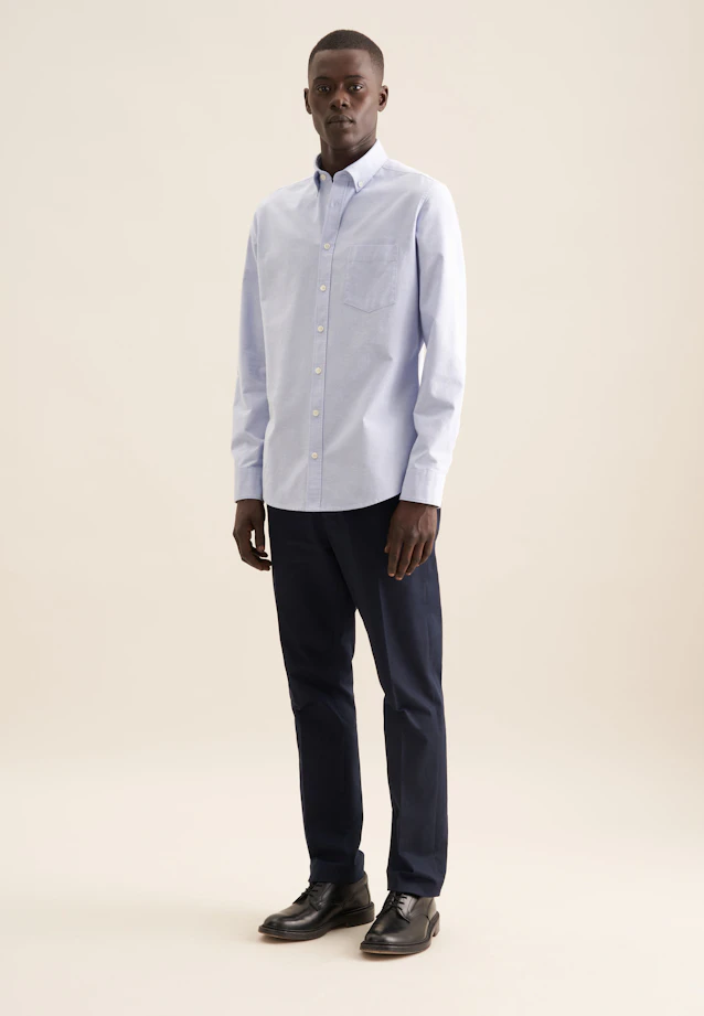 Slim Casual Hemd Uni in Mittelblau |  Seidensticker Onlineshop