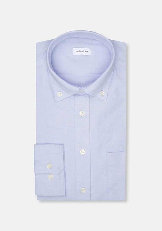 Slim Chemise décontractée Uni dans Bleu Moyen | Boutique en ligne Seidensticker