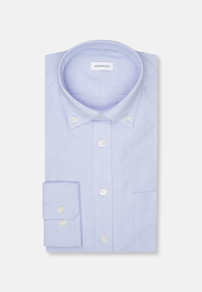 Slim Chemise décontractée Uni dans Bleu Moyen | Boutique en ligne Seidensticker
