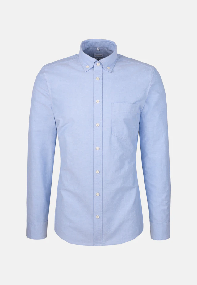 Slim Casual Hemd Uni in Mittelblau |  Seidensticker Onlineshop