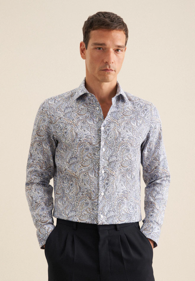 Shaped Business Hemd Floral in Hellblau | Seidensticker Onlineshop