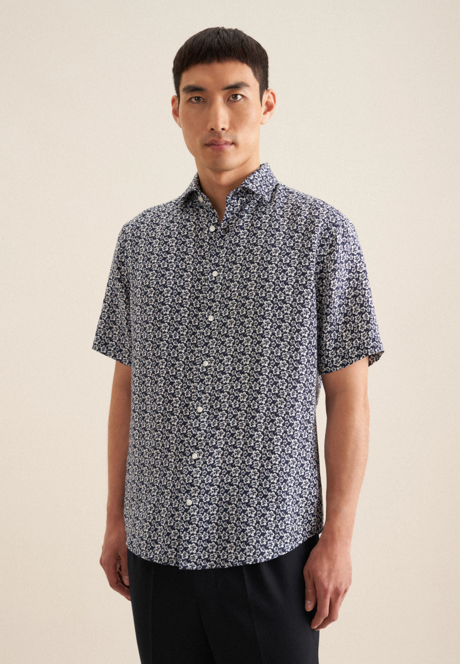 Regular Business Hemd Floral Blau