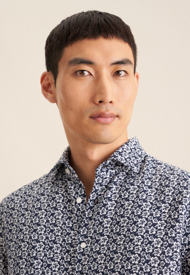 Regular Business shirt Floral in Dark Blue |  Seidensticker Onlineshop