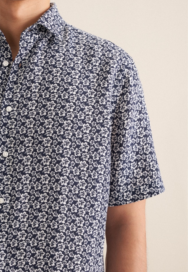 Regular Business shirt Floral in Dark Blue |  Seidensticker Onlineshop