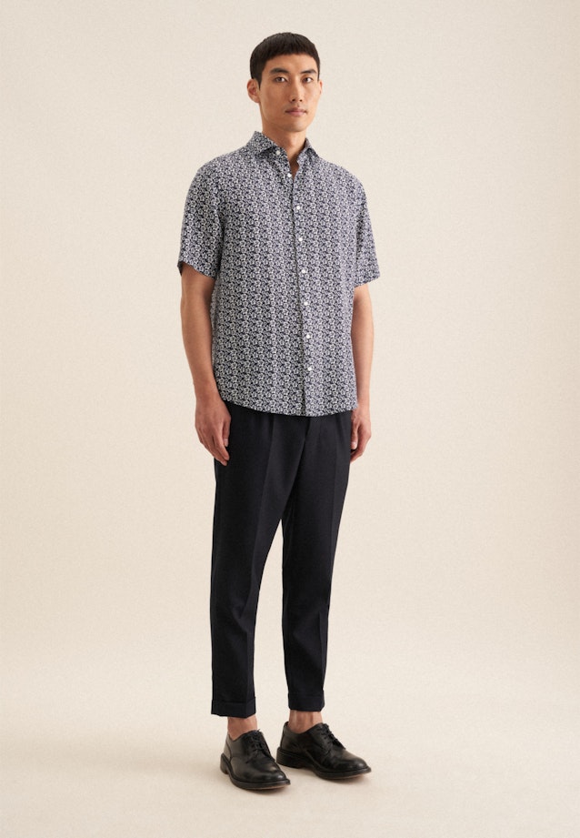 Regular Business shirt Floral in Dark Blue |  Seidensticker Onlineshop