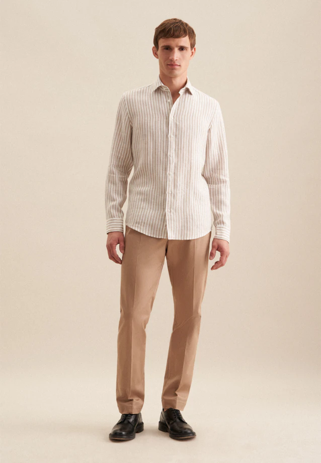 Slim Business Hemd Streifen in Beige |  Seidensticker Onlineshop