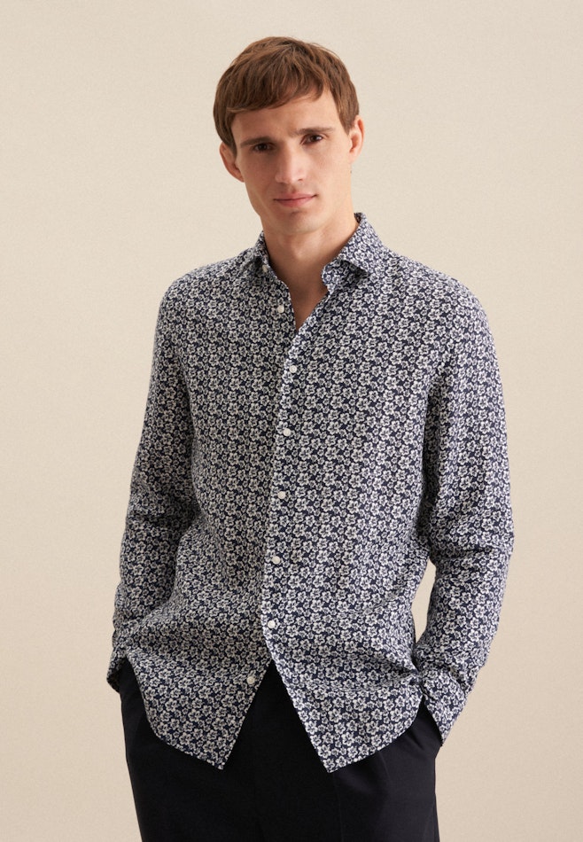 Slim Business Hemd Floral in Dunkelblau | Seidensticker Onlineshop