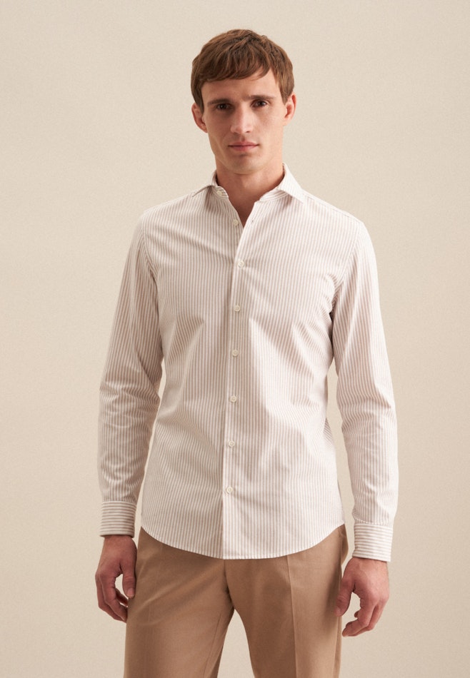 Slim Casual Hemd Streifen in Beige | Seidensticker Onlineshop