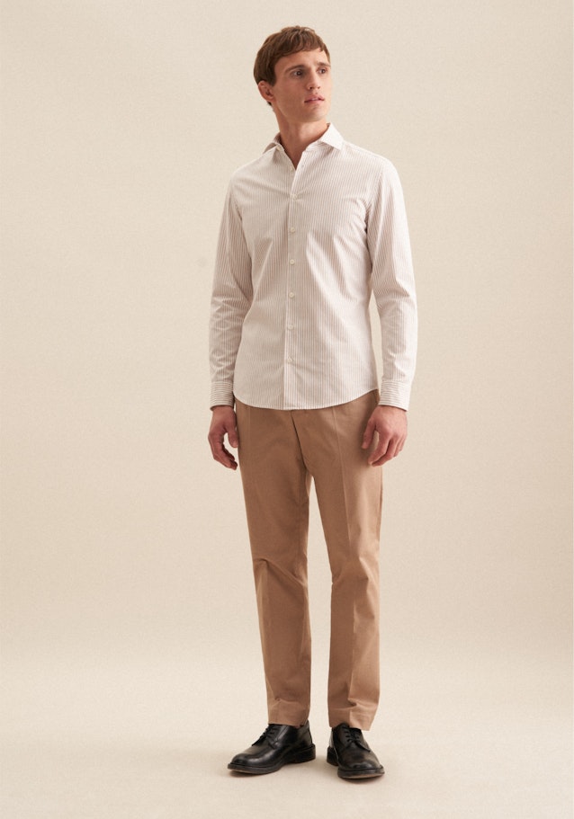Slim Casual Hemd A Rayures in Beige | Seidensticker Onlineshop