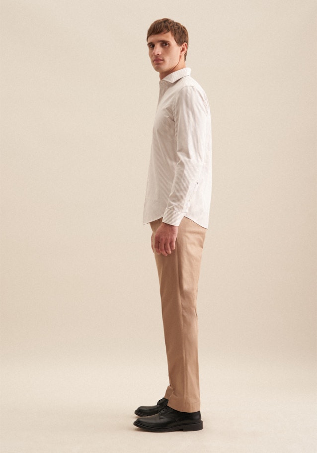 Slim Casual Hemd A Rayures in Beige | Seidensticker Onlineshop