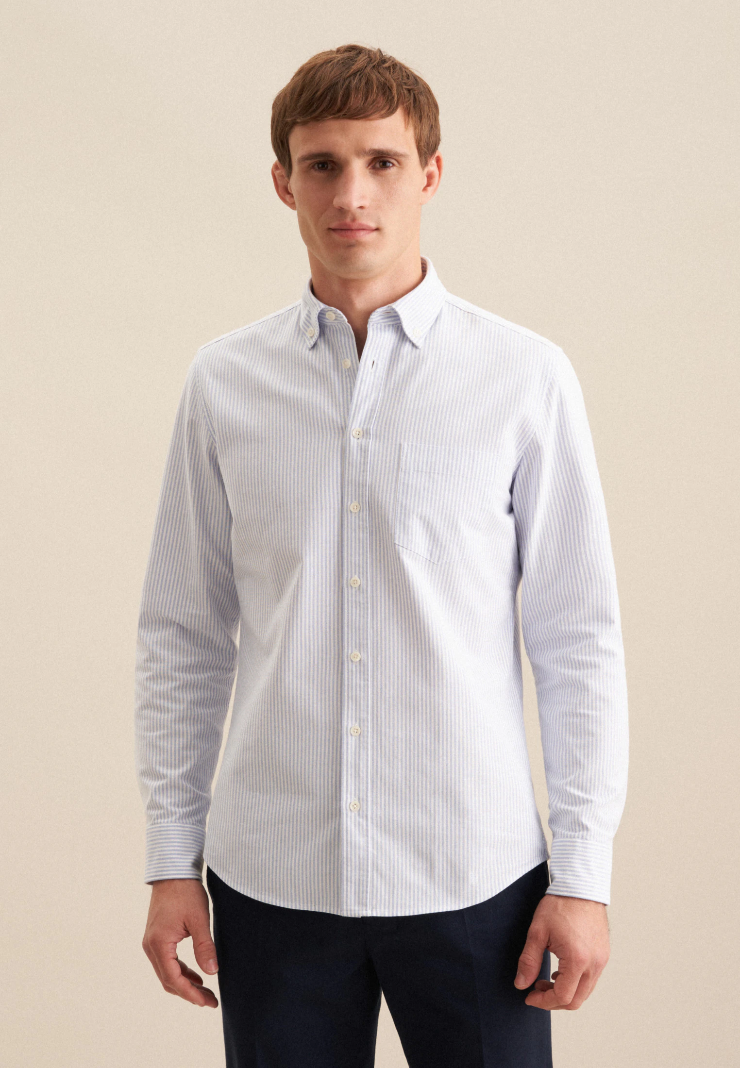 Slim Casual Hemd Gestreift Blau 44