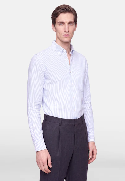 Slim Casual Hemd Gestreift in Mittelblau |  Seidensticker Onlineshop