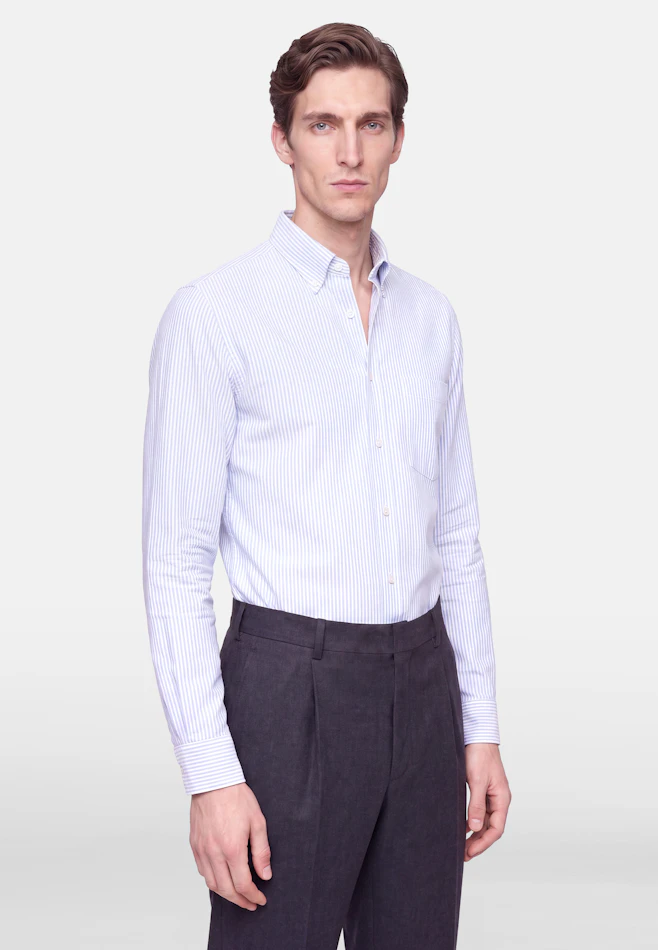 Slim Casual Hemd Gestreift in Mittelblau | Seidensticker Onlineshop