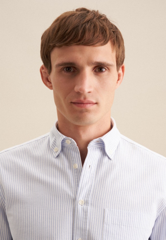 Slim Casual Hemd Gestreift in Mittelblau |  Seidensticker Onlineshop