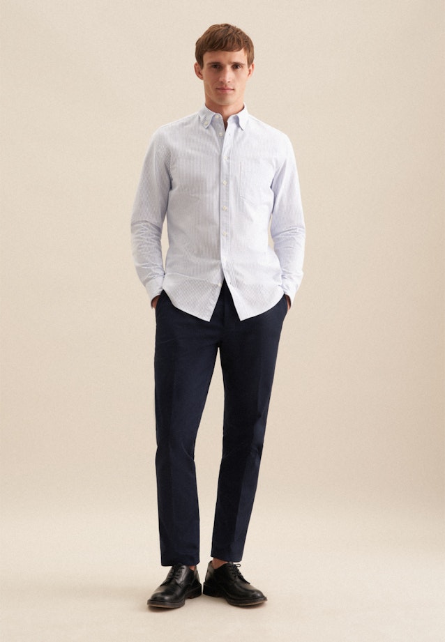 Slim Casual Hemd Gestreift in Mittelblau |  Seidensticker Onlineshop