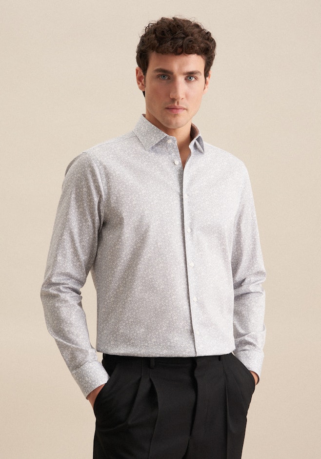 Regular Business Hemd Druck in Grau | Seidensticker Onlineshop