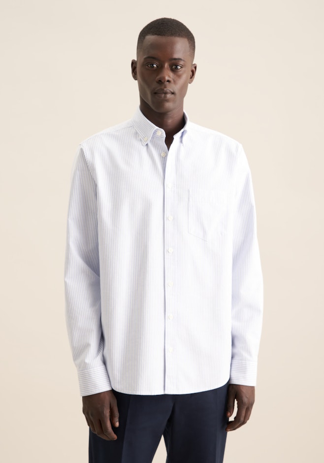 Regular Chemise décontractée Rayures dans Bleu Moyen | Boutique en ligne Seidensticker