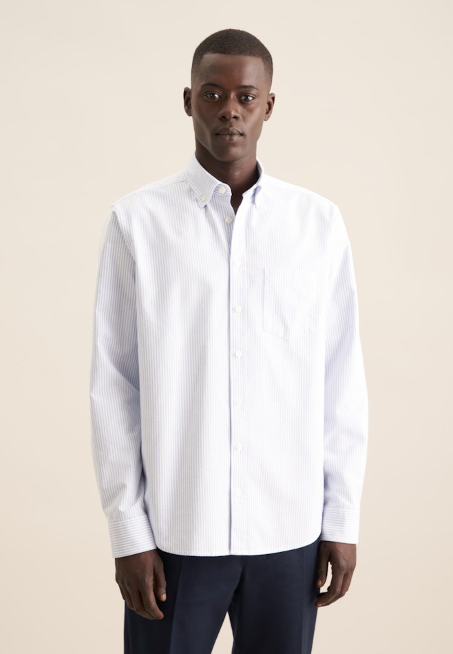 Regular Casual shirt Stripes in Mittelblau | Seidensticker online shop