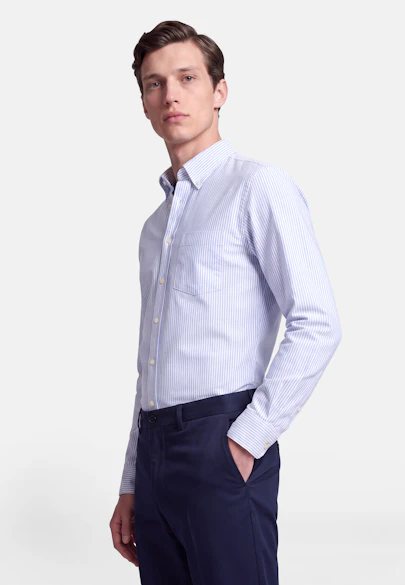 Regular Casual Hemd Gestreift in Mittelblau |  Seidensticker Onlineshop