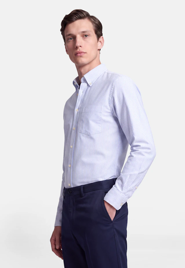 Regular Casual Hemd Gestreift in Mittelblau |  Seidensticker Onlineshop