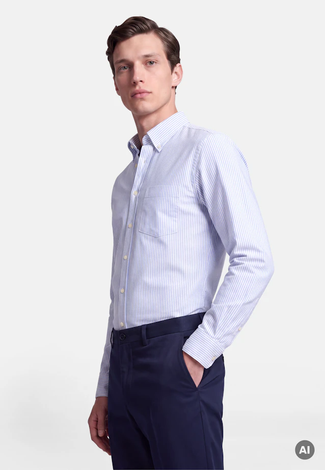 Regular Casual shirt Stripes in Mittelblau |  Seidensticker Onlineshop