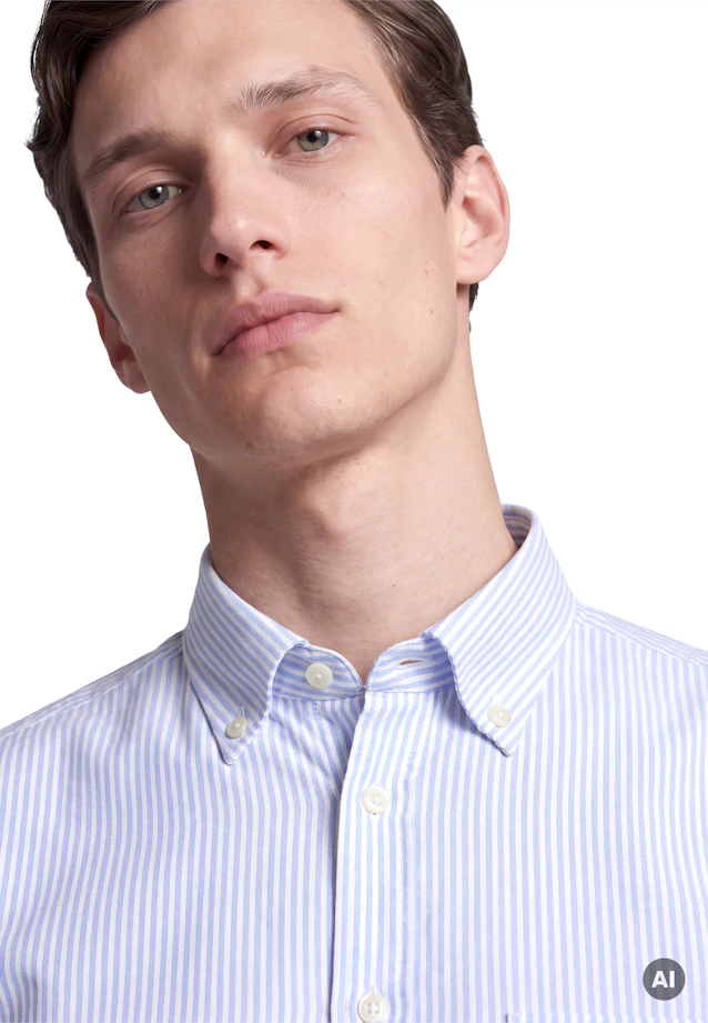 Regular Casual shirt Stripes in Mittelblau |  Seidensticker Onlineshop