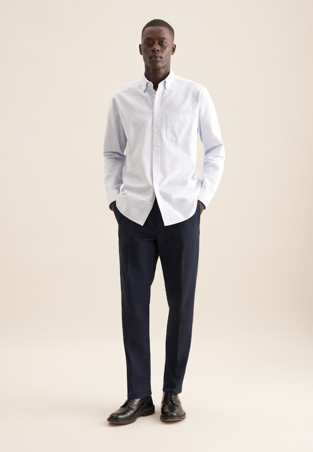 Regular Casual Hemd Gestreift in Mittelblau |  Seidensticker Onlineshop