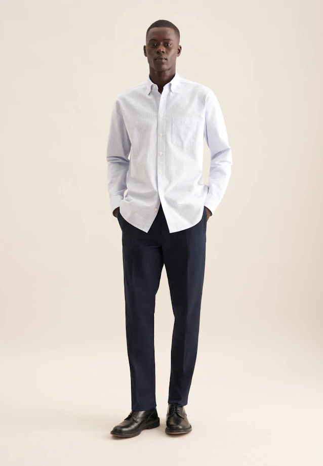 Regular Casual Hemd Gestreift in Mittelblau |  Seidensticker Onlineshop
