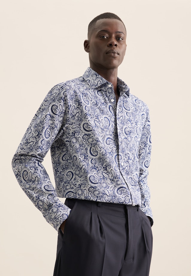 Regular Business Hemd Druck in Dunkelblau |  Seidensticker Onlineshop