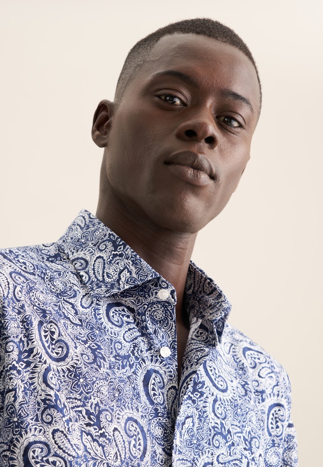 Regular Business Hemd Druck in Dunkelblau |  Seidensticker Onlineshop