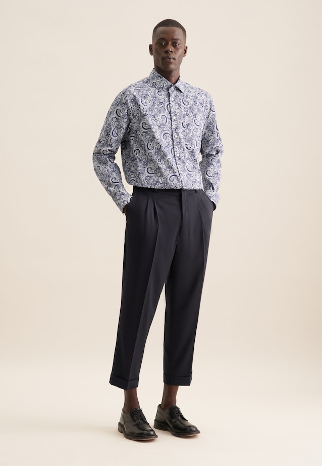 Regular Business Hemd Druck in Dunkelblau |  Seidensticker Onlineshop