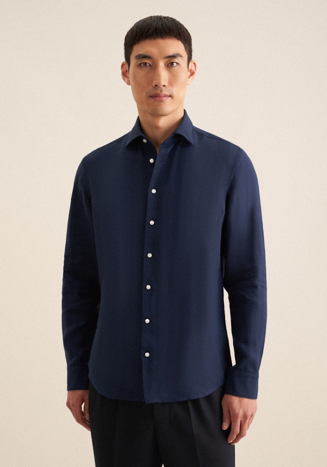 Shaped Business Hemd Uni in Bleu Foncé | Seidensticker Onlineshop