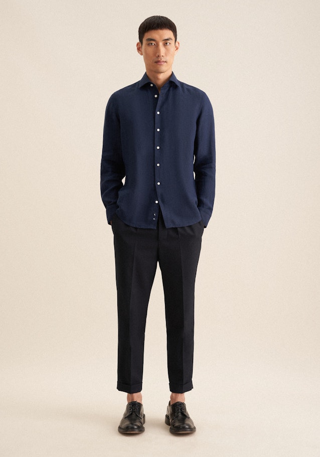 Shaped Business Hemd Uni in Bleu Foncé | Seidensticker Onlineshop