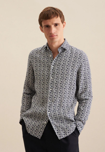 Shaped Business Hemd Floral in Dunkelblau |  Seidensticker Onlineshop