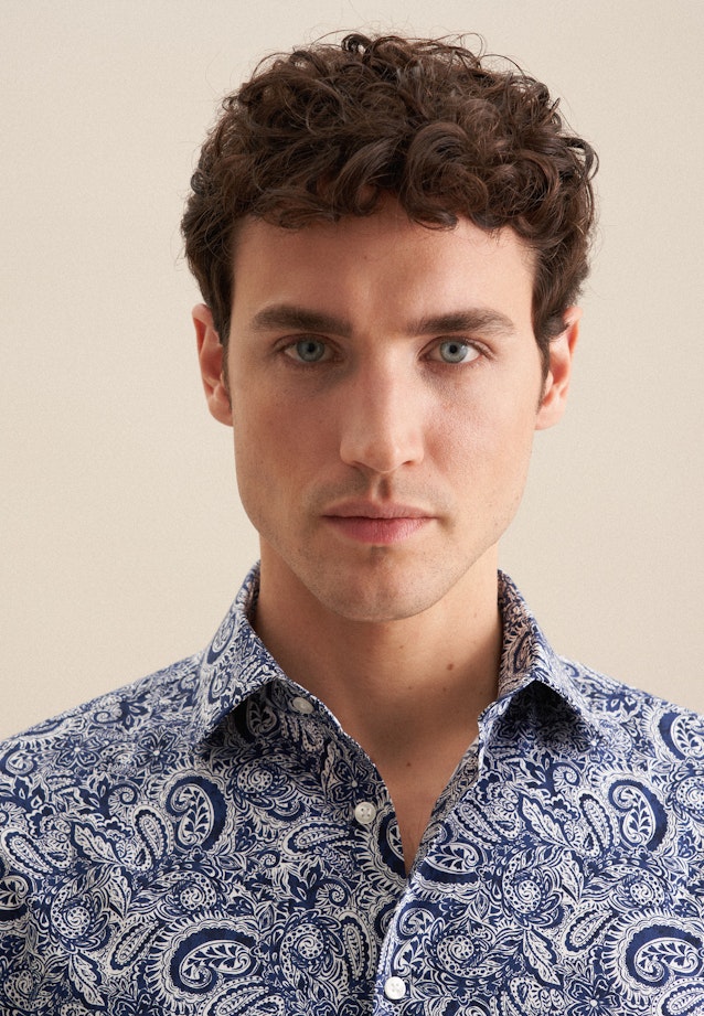 Shaped Business shirt Print in Dark Blue |  Seidensticker Onlineshop