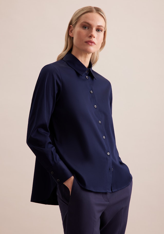 Hemdbluse mit Stretchanteil in A- Linie in Bleu Foncé | Seidensticker Onlineshop