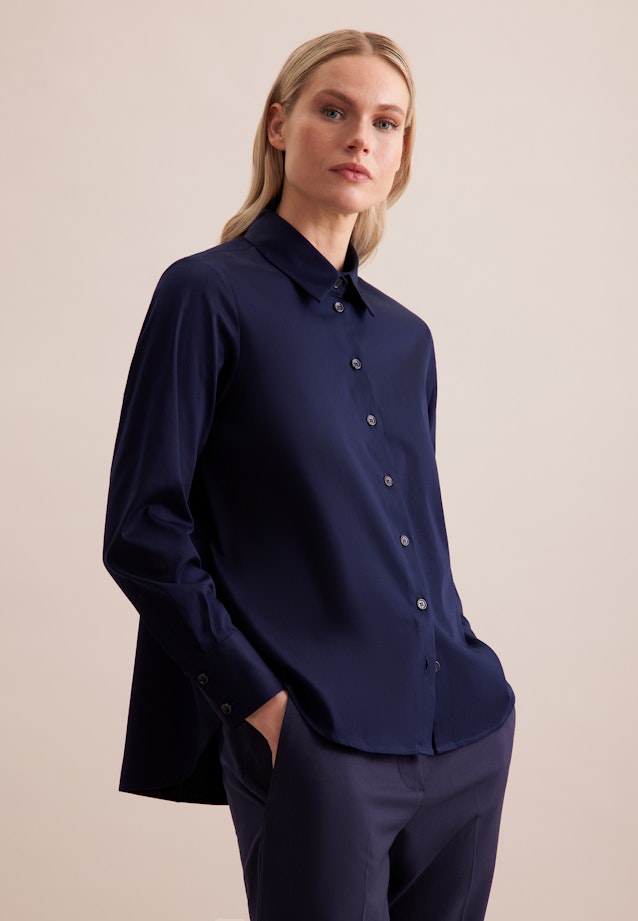 Hemdbluse mit Stretchanteil in A- Linie in Dunkelblau |  Seidensticker Onlineshop