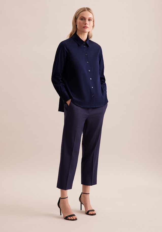 Hemdbluse mit Stretchanteil in A- Linie in Bleu Foncé | Seidensticker Onlineshop
