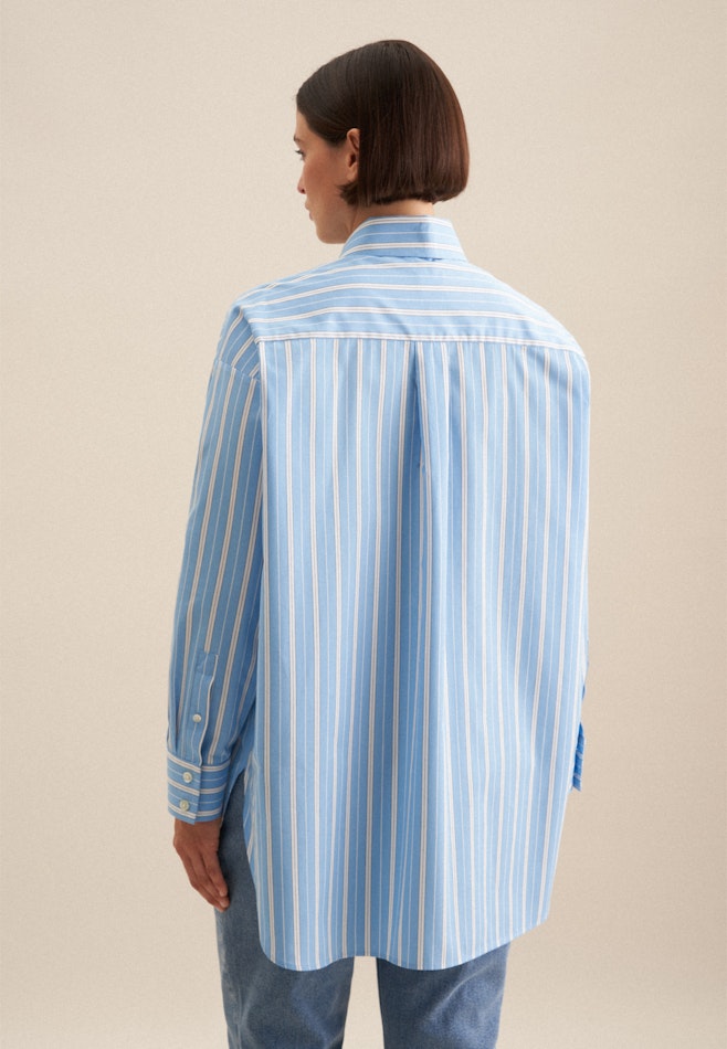 Longbluse Streifen in Mittelblau | Seidensticker Onlineshop